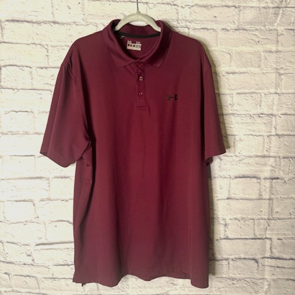 Under Armor Mens Golf XL Shirt Loose Heat Gear Burgundy